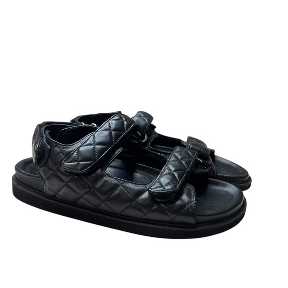 Alohas Black Leather Adjustable Hook and Loop Chunky Strap Sandals SZ EU 40 US 9 - Picture 2 of 10